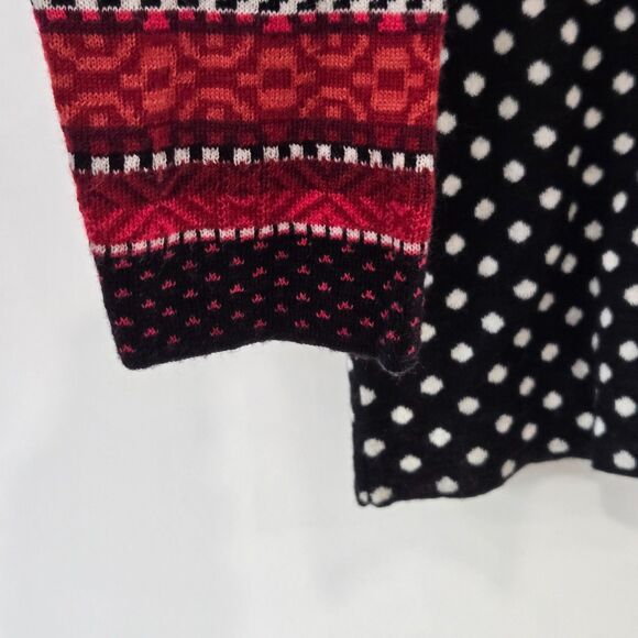 Icelandic Design Sweater Women XL Polka Dot Fair Isle Wool Blnd Half Zip pockets - Picture 7 of 11